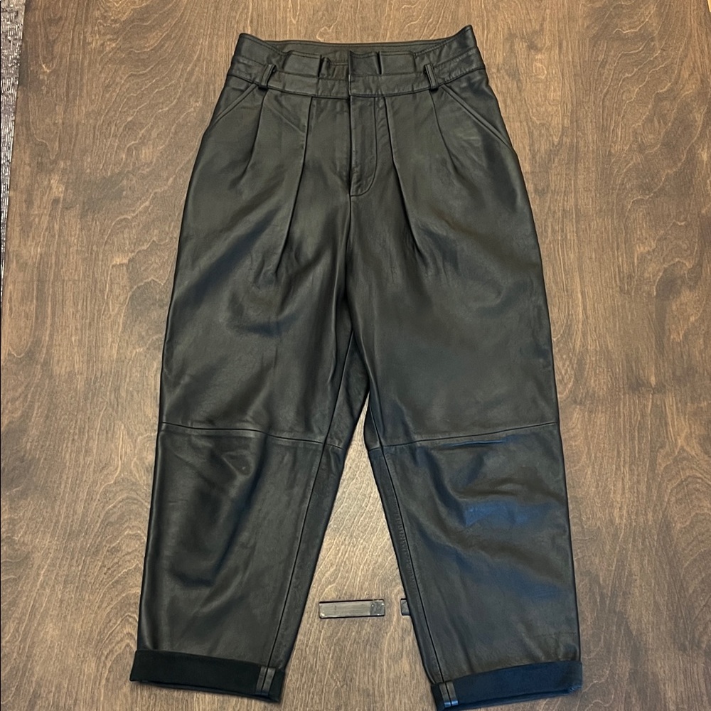 Free People Black Leather Pants